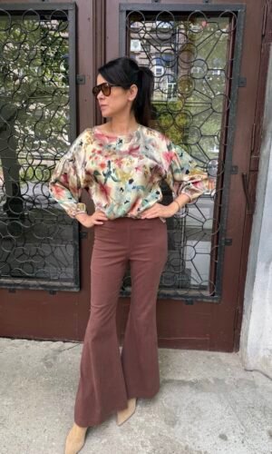 Rudos spalvos džinsai, kelnės