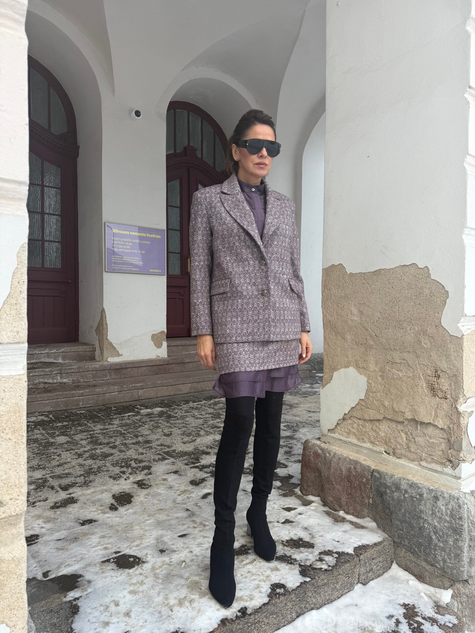 Vintažinio rašto vilnos sijonas su natūraliu pamušalu moterims - Image 3