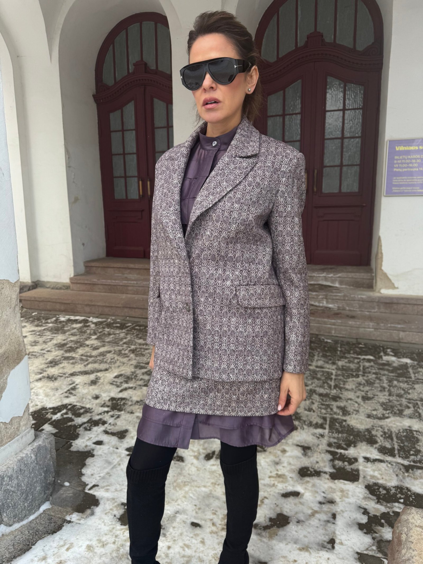 Vintažinio rašto vilnos sijonas su natūraliu pamušalu moterims - Image 2