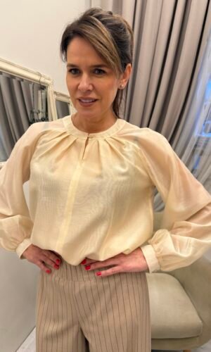 Kreminės spalvos tencelio palaidinė