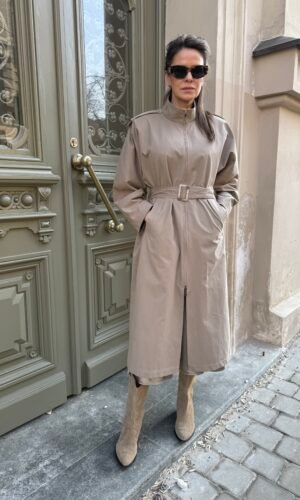 Vandeniui atsparus impregnuotos medvilnės lietpaltis su viskozės pamušalu