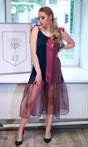 Šlapio šilko - cupros vienetinė suknelė