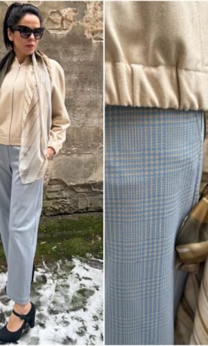 Žydros languotos kelnės